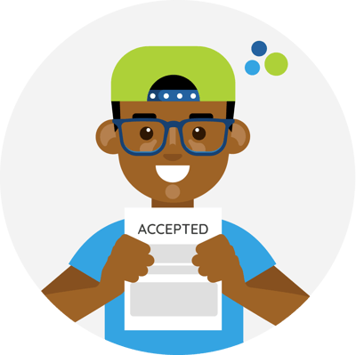 Student with acceptance letter